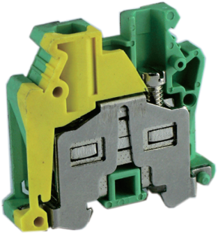 Заземляющая клемма UKJ-6MJD - Заземляющая мини клемма, тип фиксации провода: винтовой, номинальное сечение: 6 мм кв., ширина: 6,2 мм, цвет: желто-зеленый, тип монтажа: DIN 15