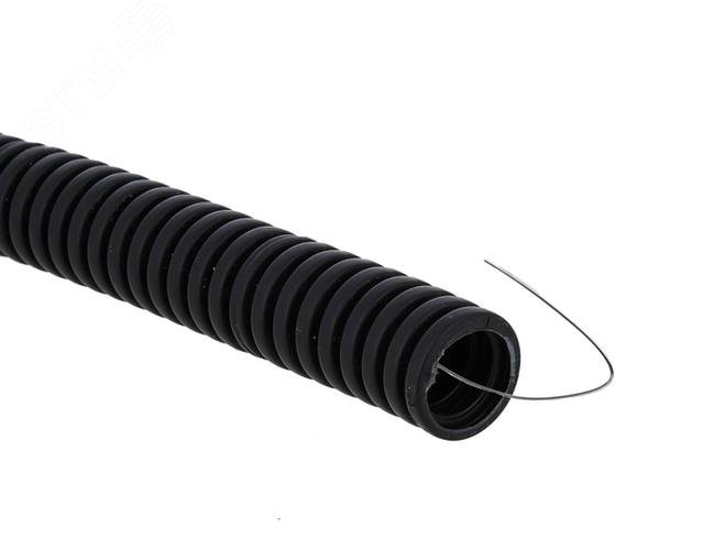 Труба гофрированная ПВХ d25мм с протяжкой черн. (уп.50м) Plast tg-z-25-50-black