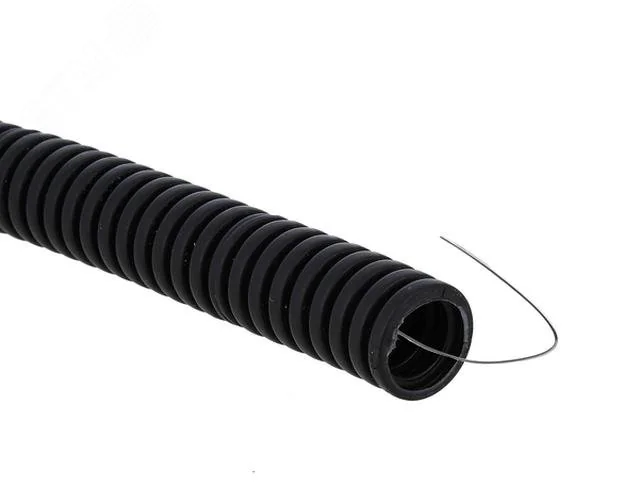 Труба гофрированная ПВХ d25мм с протяжкой черн. (уп.50м) Plast tg-z-25-50-black