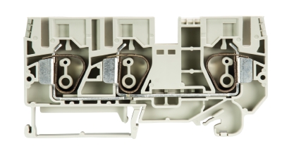 Клемма сдв. WKFN 10 D1/2/35 - Проходная клемма, 3 точки подключения, тип фиксации провода: пружинный, номинальное сечение: 10 мм кв., 57A, 800V, ширина: 10 мм, цвет: серый, тип монтажа: DIN 35