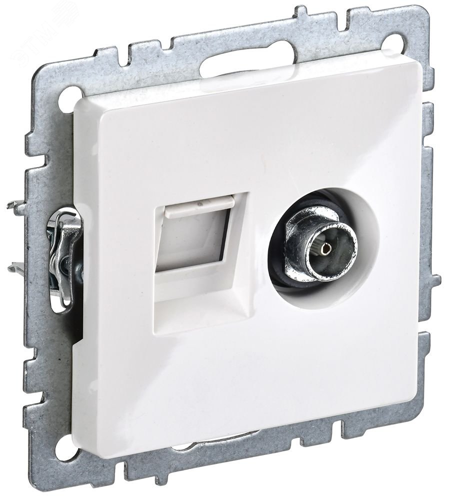 Розетка компьютерная + телевизионная 2-м Brite РТВ/РК12-БрБ RJ45 кат.5E + TV бел. BR-AK20-1-K01