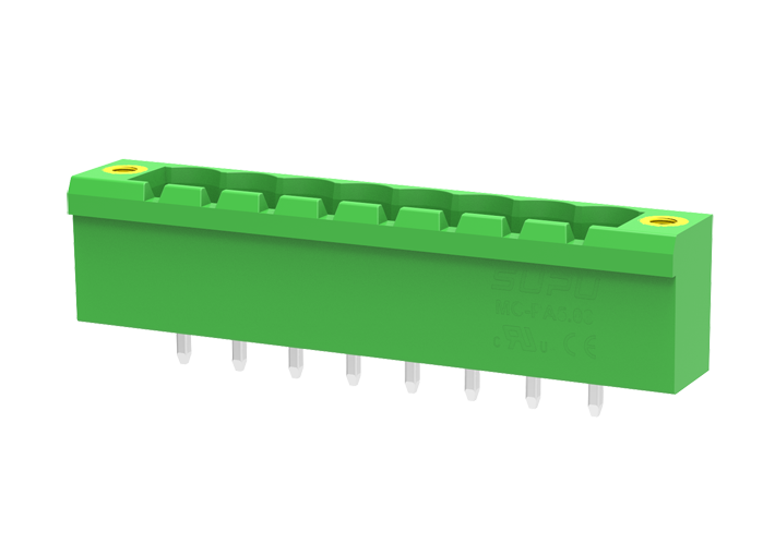 Вилочный разъем на плату MC-PA5.08V10-F-0002 - Вилочный разъем, вертикальный, на плату, шаг: 5.08 мм, 10 полюсов, фиксация на плате пайкой, исполнение: с монтажными фланцами, 320V, 18A, цвет: зеленый Вилочный разъем на плату MC-PA5.08V10-F-0002 - Вилочный разъем, вертикальный, на плату, шаг: 5.08 мм, 10 полюсов, фиксация на плате пайкой, исполнение: с монтажными фланцами, 320V, 18A, цвет: зеленый