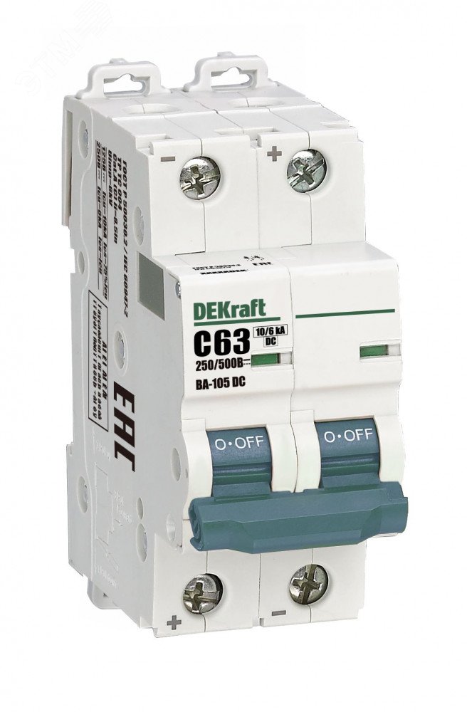 Выключатель автоматический 2P C кривая 63A 500В DC ВА-105 13397DEK