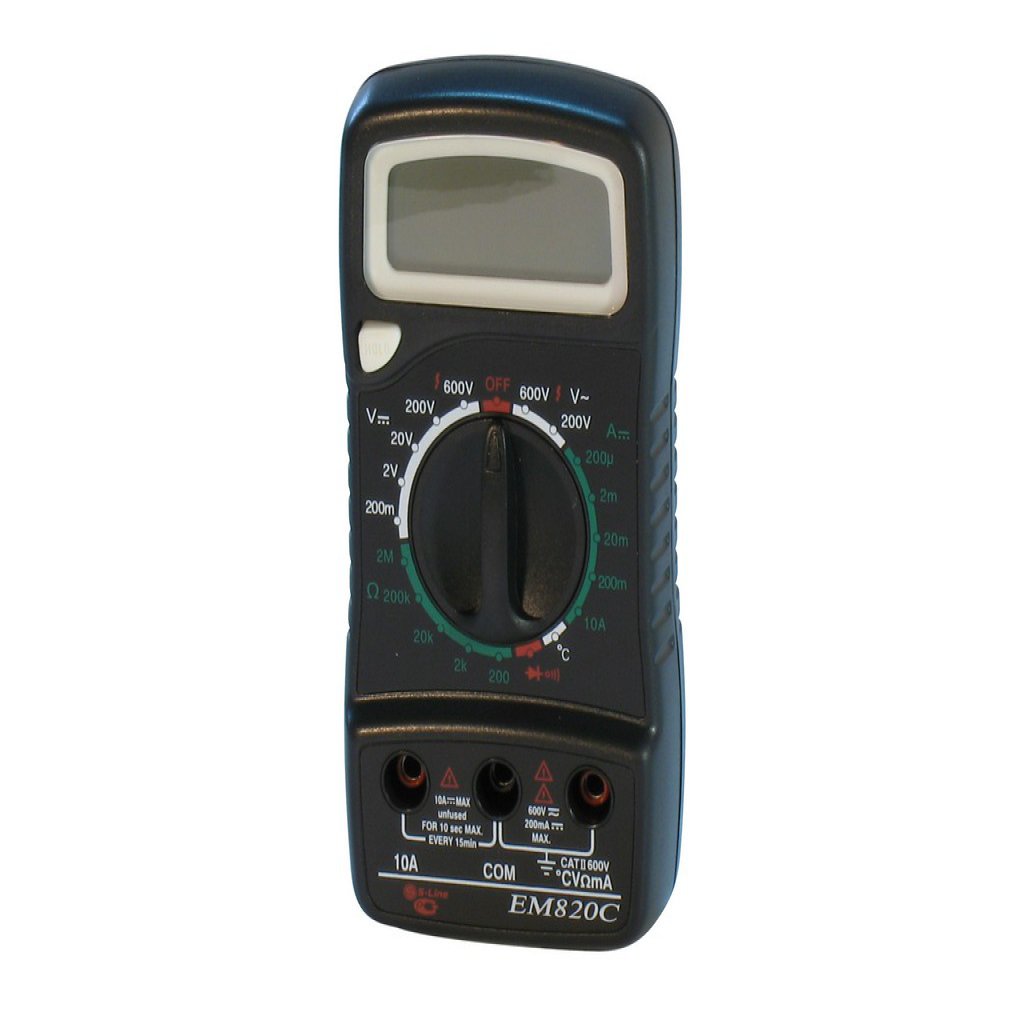 EM-820C - Компактный цифровой мультиметр имеющий функцию DATA HOLD,  тест диодов, транзисторов, измерение температуры, тока, напряжение и сопротивления.