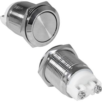 GQ19SF-10Z/N OFF-ON - Антивандальная кнопка металлическая с фиксацией, посадочная резьба М19, контакты под винт