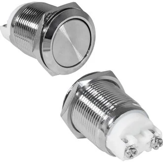GQ19SF-10Z/N OFF-ON - Антивандальная кнопка металлическая с фиксацией, посадочная резьба М19, контакты под винт