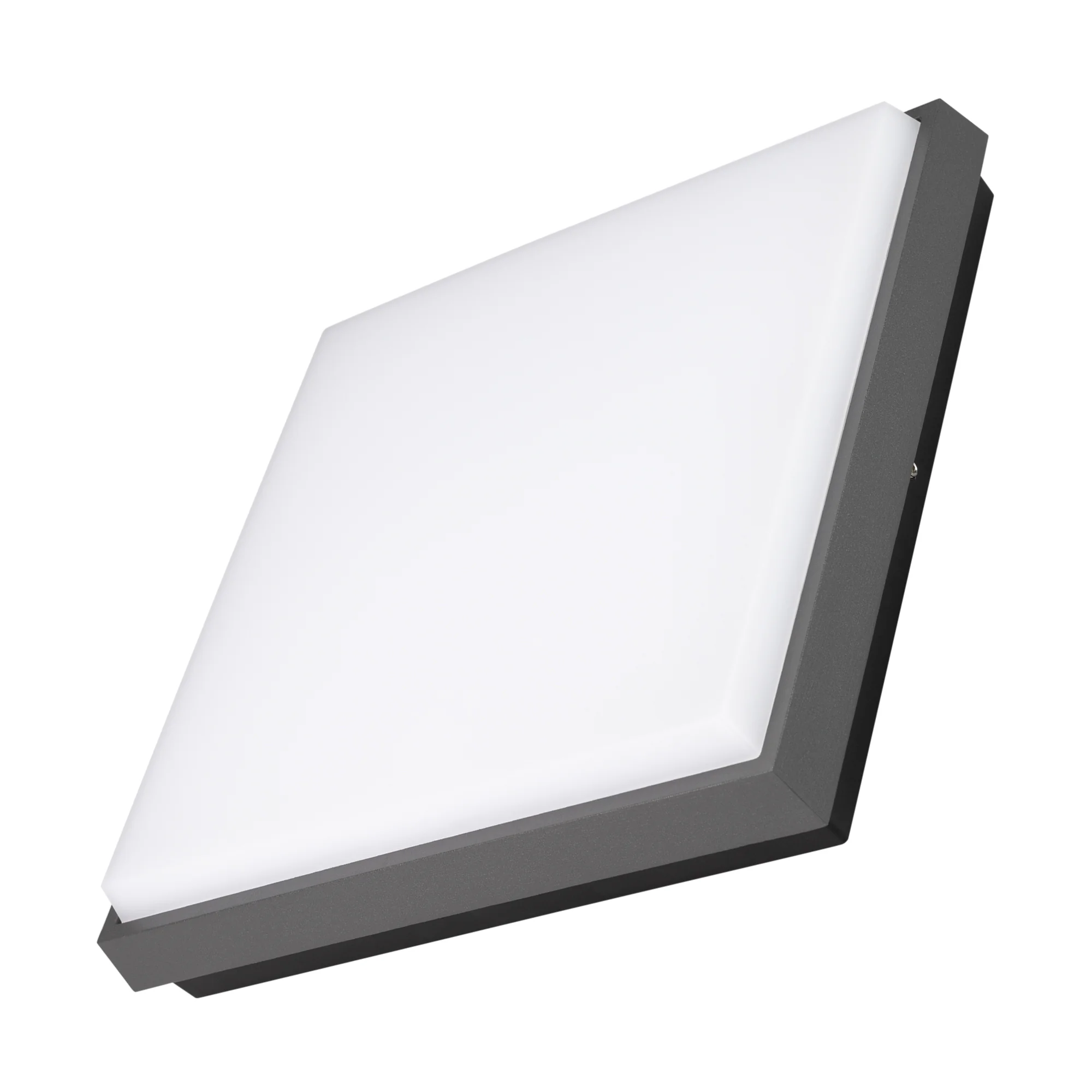 Светильник LGD-AREA-S240x240-25W Warm3000 (GR, 110 deg, 230V) 029952 - Накладной светильник 25Вт, серый алюминиевый корпус, матовый рассеиватель из поликарбоната. Цвет ТЕПЛЫЙ БЕЛЫЙ 3000K, св.поток 2540лм, CRI(Ra)>80, угол 110°. Размер 240x240x45мм. IP54. 