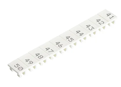 Шильдик 9705A/5/10 B  41-50 - Маркировка для клемм сечением 2,5 мм.кв., шириной 5 мм, 10 шильдиков, белая, нанесенные знаки: 41 – 50