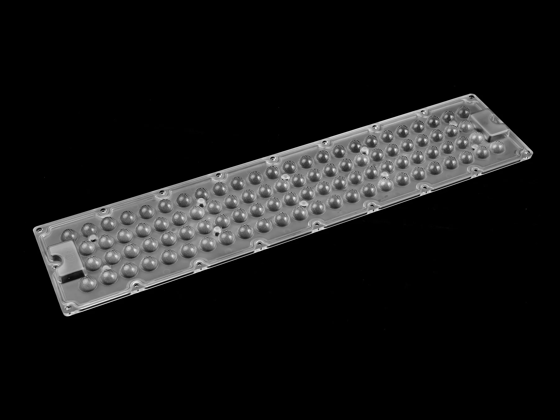 ARHB520D96LED60G - Групповая прямоугольная линза на 96 светодиодов 3030/3535/5050, эфф=90%, диаграмма ~60°, 520mm   H:116mm, PC-1250Z