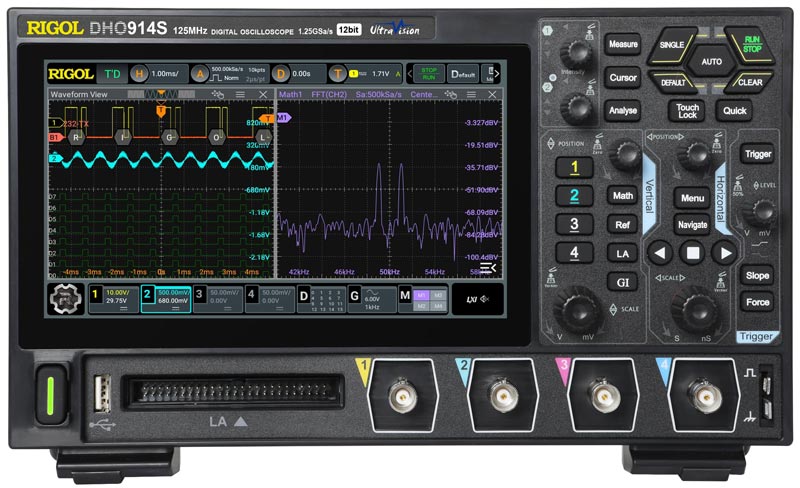 DHO914S - Осциллограф цифровой 4 канала, 125 МГц, 1,25 Гвыб/с