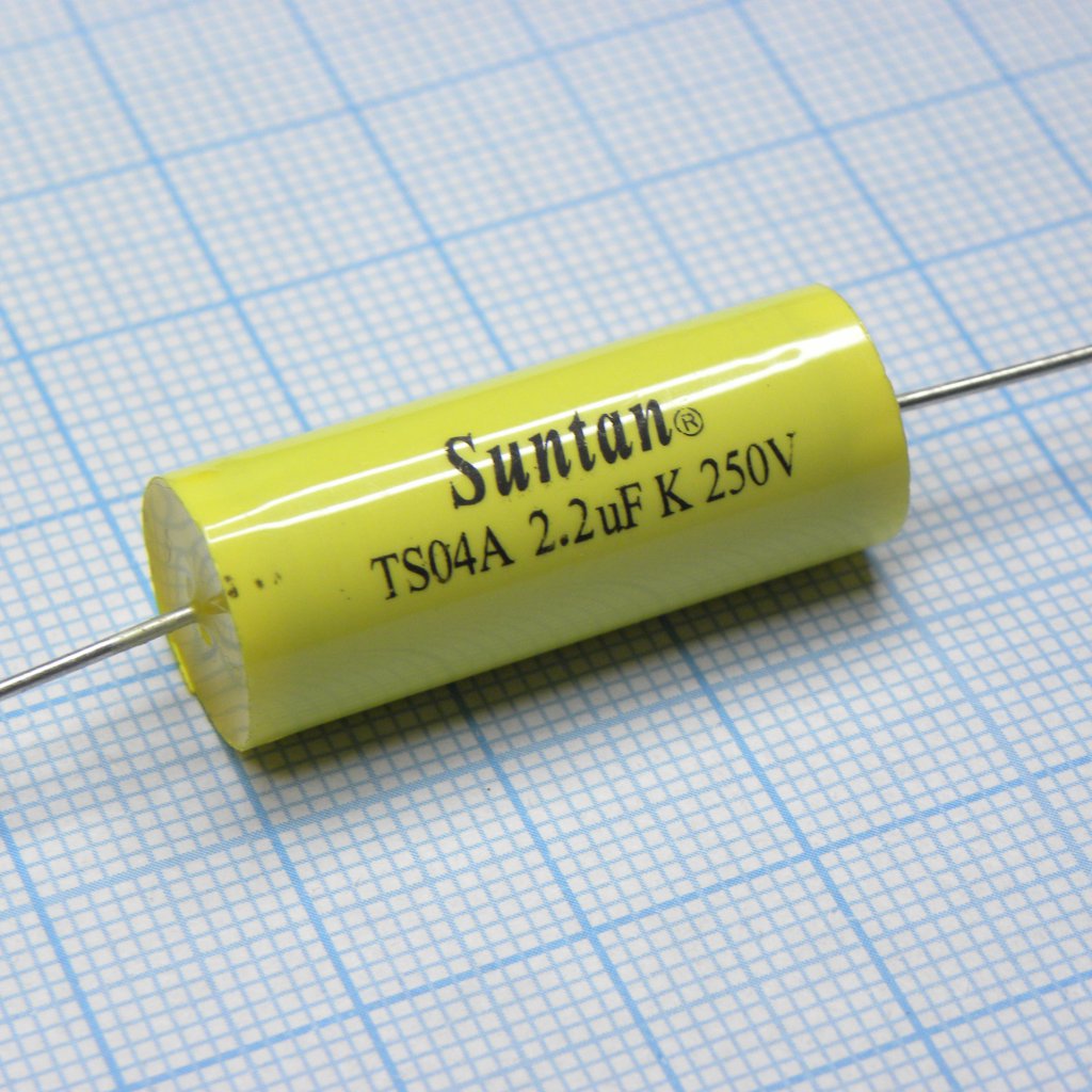 TS04A02E225KSB000R - Конденсатор металлоплёночный полиэтилентерефталатный 2.2мкФ 250В ±10% (31х12мм) аксиальные выводы 105°C россыпь