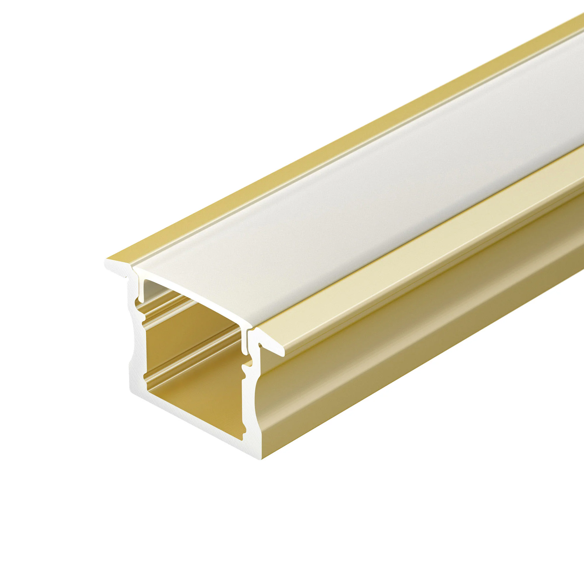 Профиль ARH-LINE-2315-F-2000 ANOD GOLD 039991 - Алюминиевый анодированный встраиваемый профиль для светодиодных лент и линеек. Цвет - золотой. Габаритные размеры (LхWхH): 2000x23x14,4 мм. Паз для установки 17 мм. Ширина площадки для ленты 12 мм.