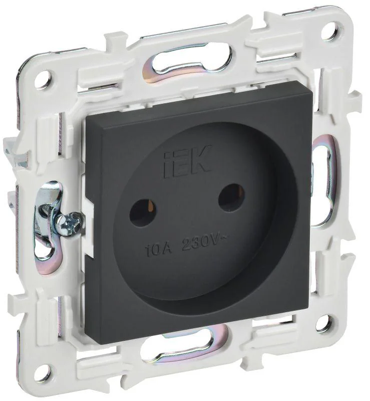 SKANDY Розетка без заземления без защитных шторок 10А SK-R02G графит IEK SK-R10-10-K53