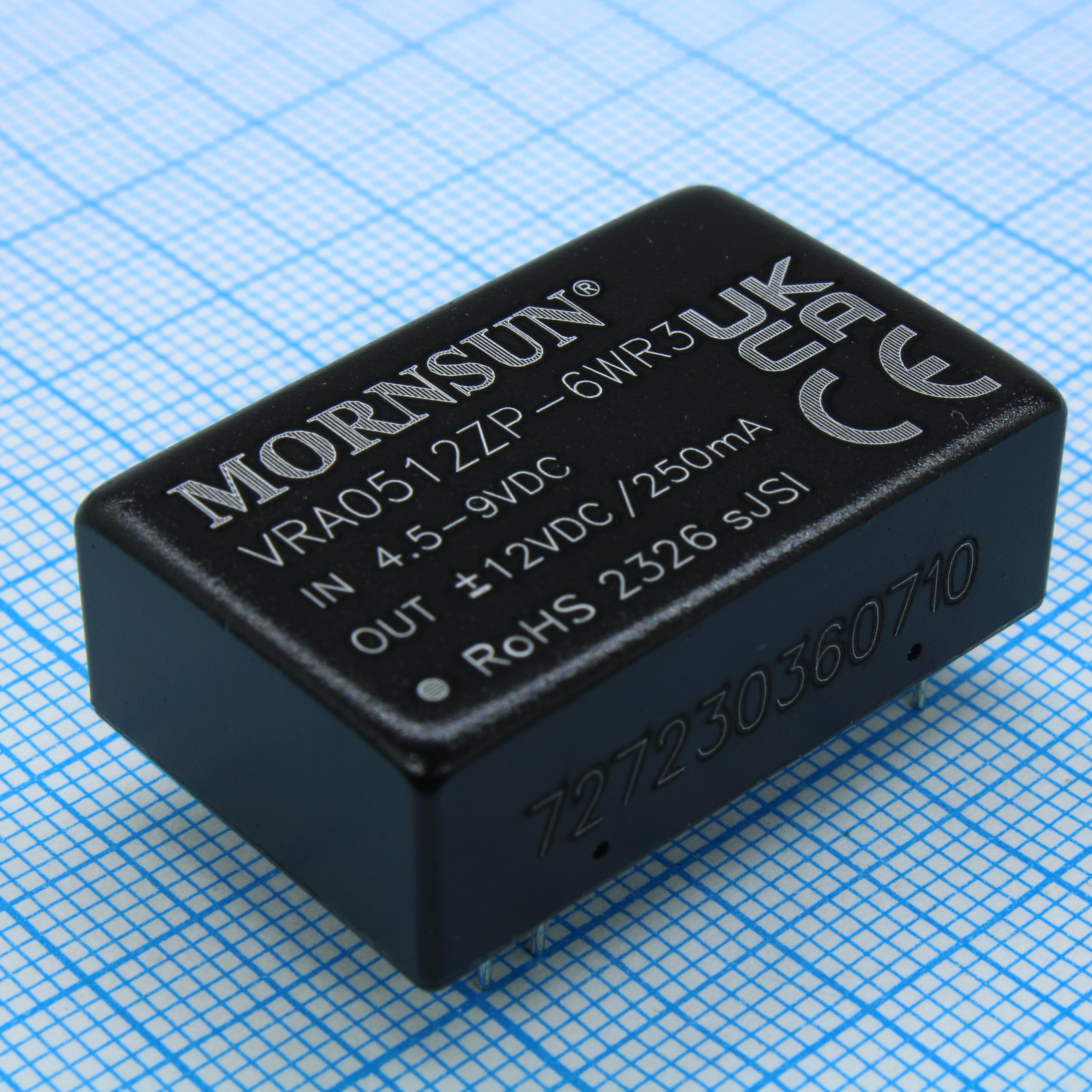 VRA0512ZP-6WR3 - Преобразователь DC/DC на печатную плату 6Вт вход 5В, выход ±12В, 250мА (THT)