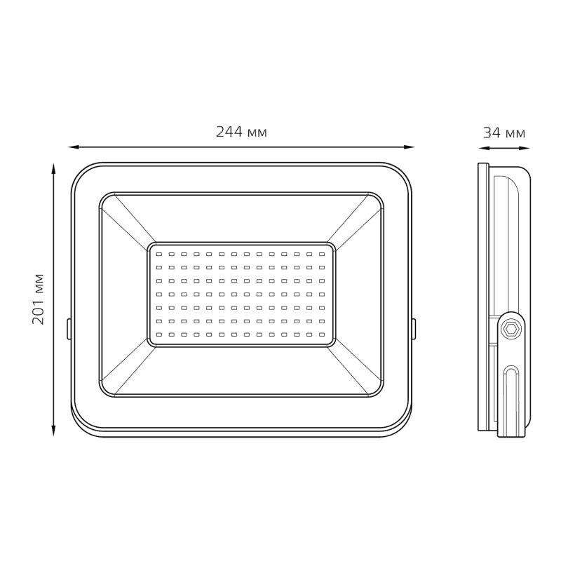 Прожектор светодиодный Elementary 70Вт 6500К IP65 5950лм 175-265В ДО черн. 613100370P
