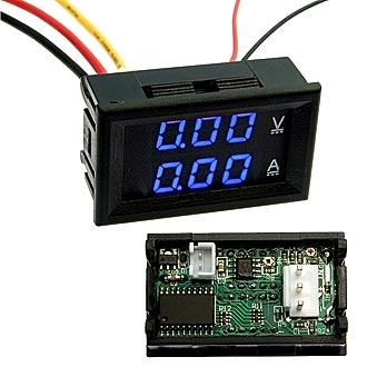 0-100V 0-10A BLUE - Ампер-вольтметр DC 0-10А/0-100В LED синий 2-х строчный