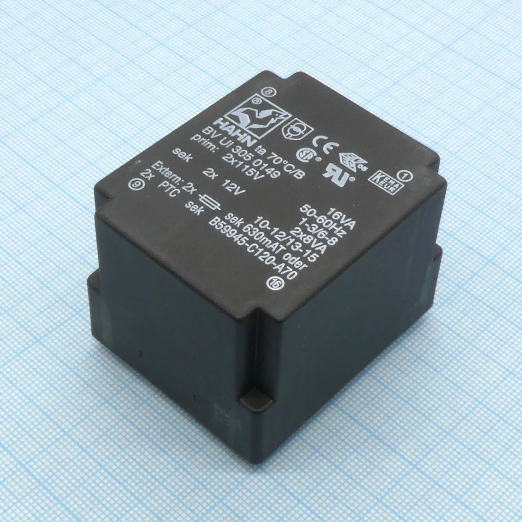 BV UI 305 0149 - Трансформатор питания 16ВА 2x115В, 2x12В, 2x666мА 70/B