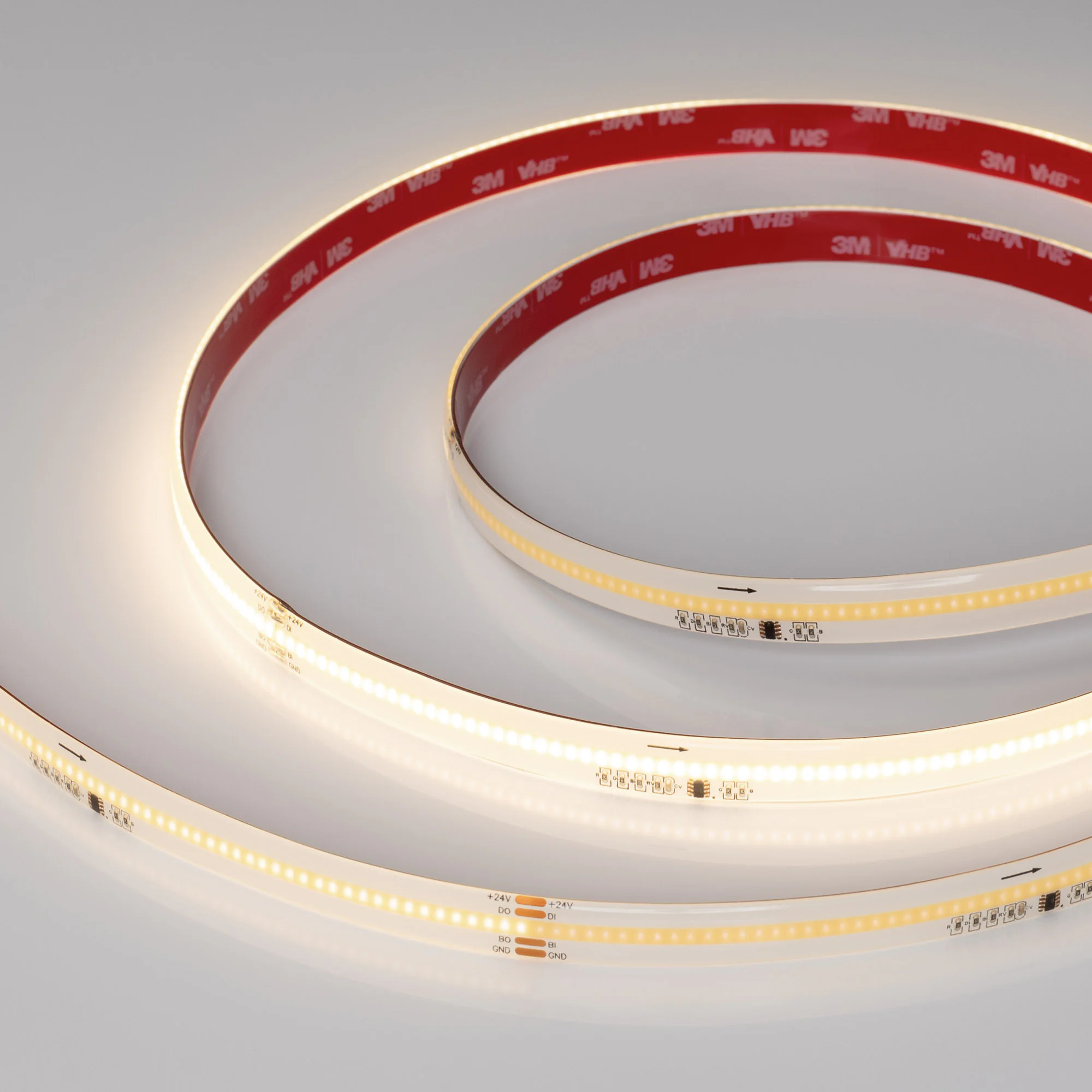 Лента герметичная SPI-COB-SE-X378-12mm 24V Warm3000-PX63-BPT (7 W/m, IP65, 5m) 041739 - Светодиодная лента SPI-X378, герметичная IP65 (SE - силиконовое покрытие), микросхема WS2818B. Светодиоды CSP 378 шт/м (1890шт на 5м), 1 pixel = 63 LED, белая плата, с