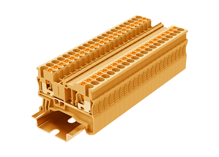Проходная клемма TP2.5-2-OG - Проходная клемма, тип фиксации провода: push-in, номинальное сечение: 2,5 мм кв., 24A, 500V, ширина: 5,2 мм, цвет: оранжевый, тип монтажа: DIN 35
