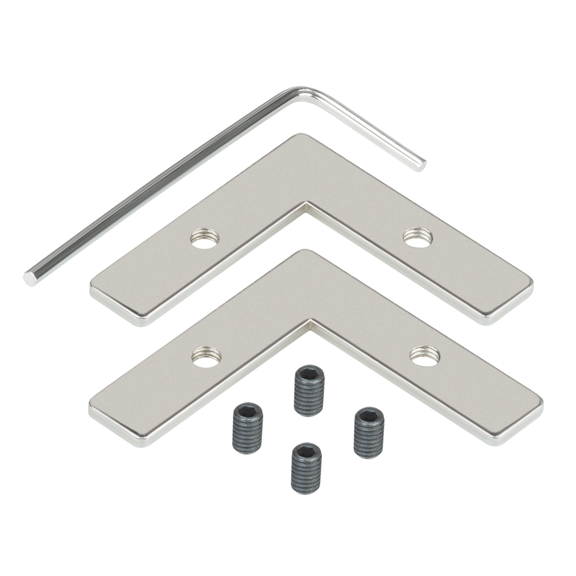 Соединитель профиля FANTOM-W23-90 Set 045165 - Угловой коннектор для соединения 2-х отрезков профиля FANTOM-W23, PLINTUS-FANTOM-H35, PLINTUS-FANTOM-H20, WALL-FANTOM-W10, FANTOM-W12-EDGE. Установка в паз на профиле. В комплекте: соединитель - 2 шт., винт -