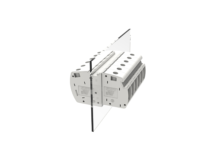 Проходная клемма SCWH16S - Проходная клемма, через стенку, с монтажным штифтом, номинальное сечение: 16 мм кв., фиксация провода винтовая, 800V, 76A, цвет: серый