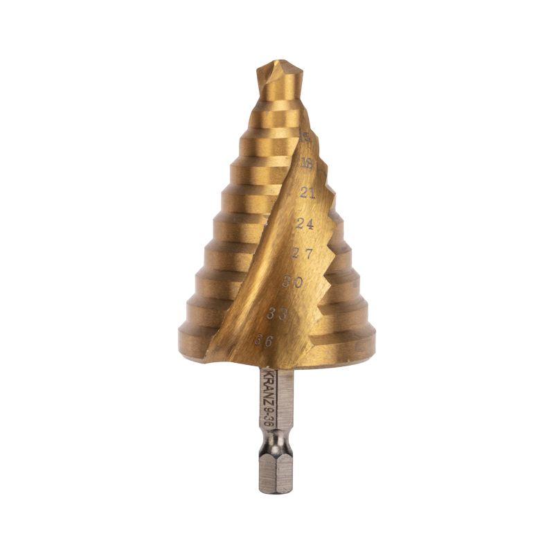 Сверло по металлу ступенчатое ТИТАН 9,0-36,0 мм 110 mm 65 HRC Р6М5 TiN KR-12-6614