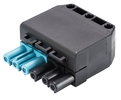 Разъем GST18i6S B1NZR1V SWPB - Розеточный разъем на кабель диам. 10 - 12 мм, 6 полюсов, винтовая фиксация, номинальное напряжение: 250/400V, номинальный ток: 20A, цвет: черный+синий, серия gesis GST18i6