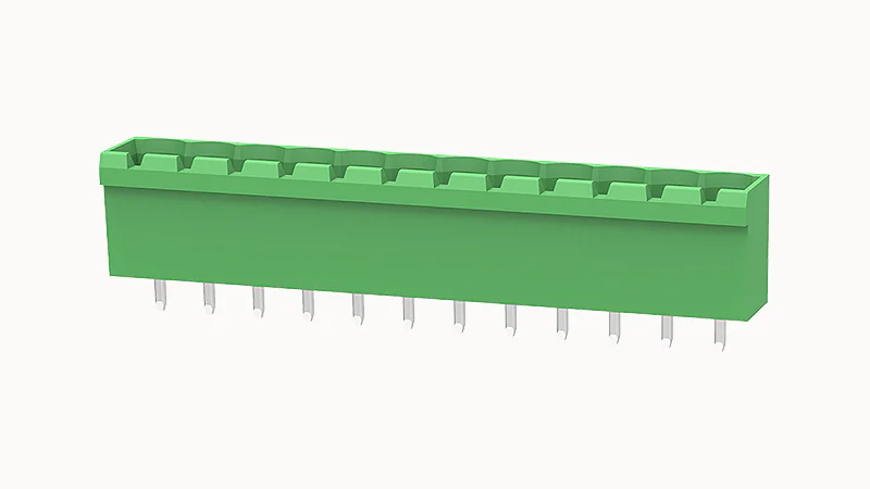 PCB вилка 2EDGVC-5.08-12P-14 - Клемма PCB, на плату, пайка, шаг 5,08 мм, 12 полюсов, угол монтажа 180 гад., 320V, 20А, цвет: зеленый, серия 2EDGVC