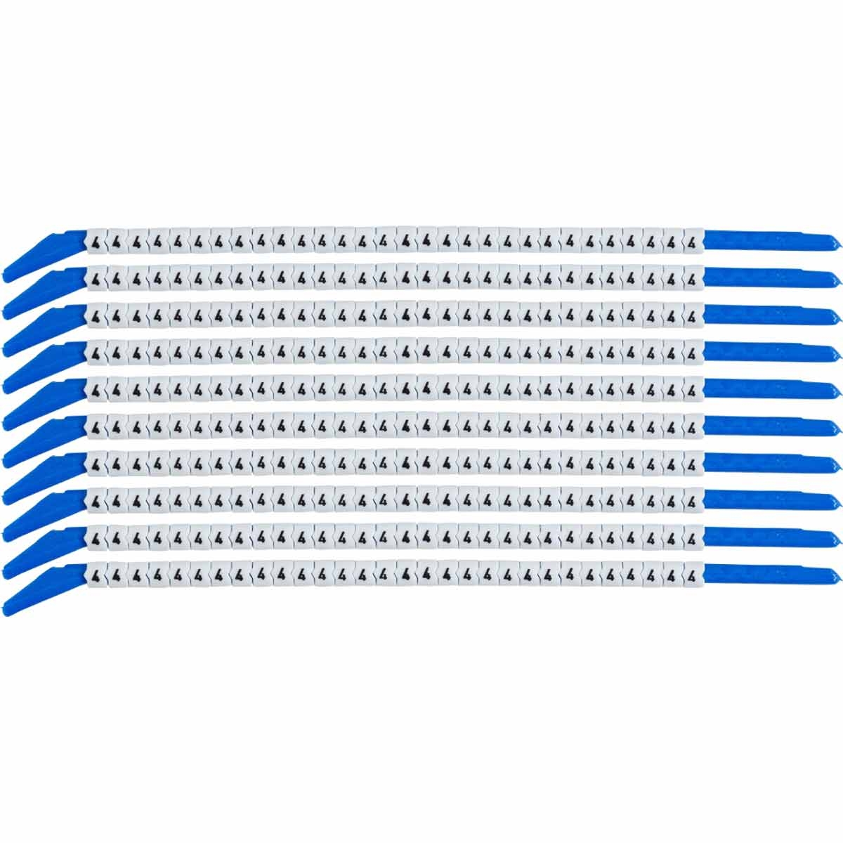 brd133204 - SCN-13-4 клипсы белые, 300шт/упак, для провода 3,4-3,8мм диаметра, легенда 4