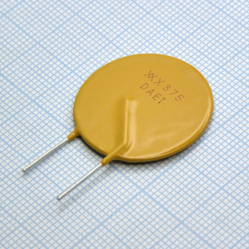 RXEF375 - Самовосстанавливающийся предохранитель PTC 3.75A(hold) 7.5A(trip) 72V 40A 3.2W 24s 0.03Ohm, радиальные выводы, 27.2 X 3 X 31.8mm, россыпью