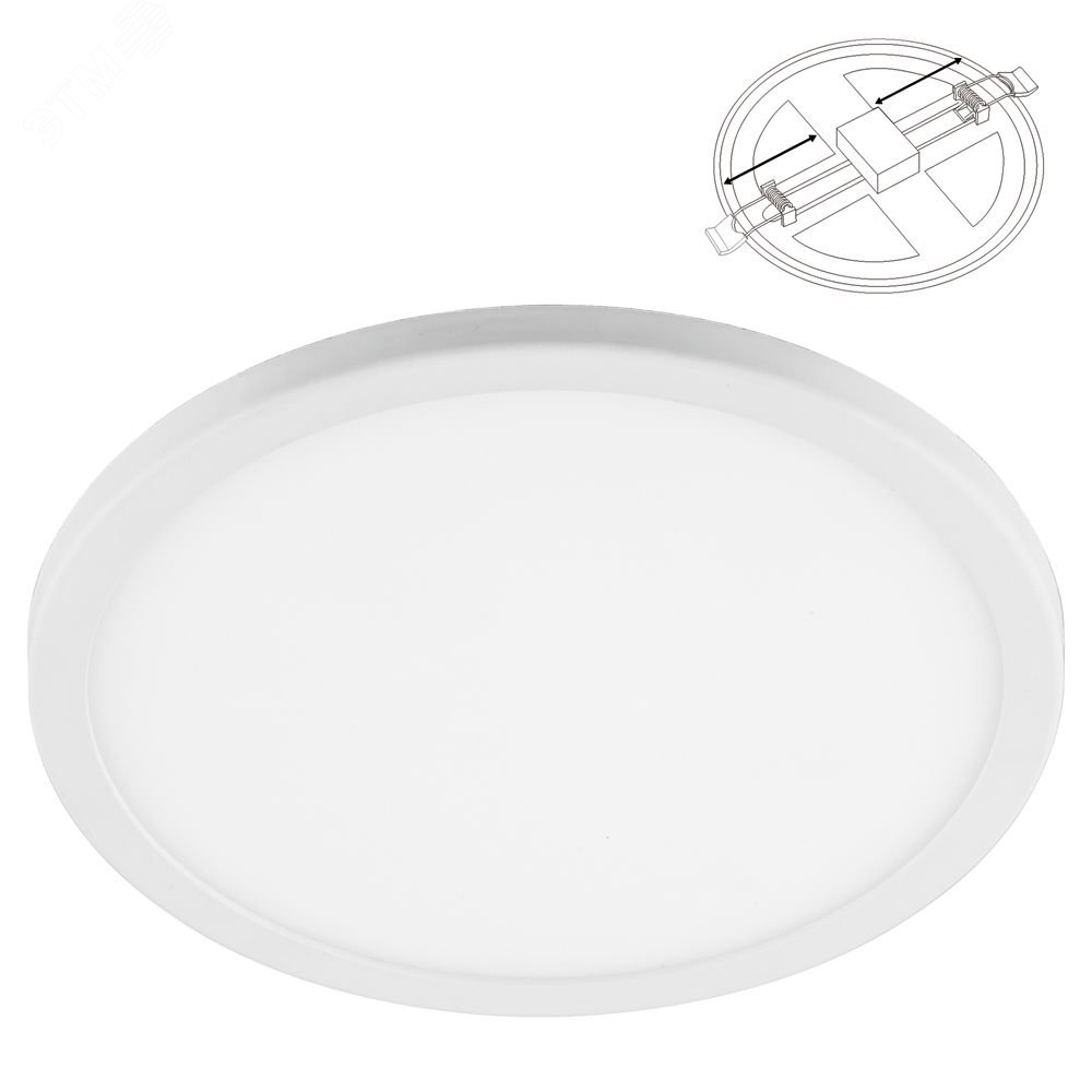 Светильник светодиодный ДВО-6w 4000К 480Лм slim белый с регулируемым монтажным диаметром (до 90мм) 29725