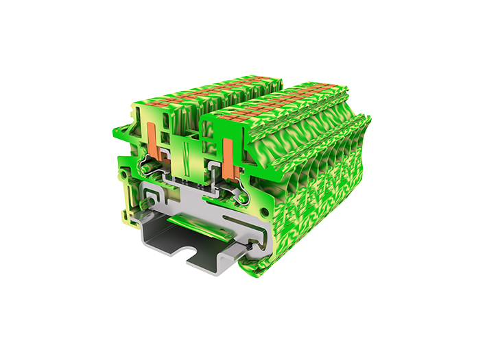 Заземляющая клемма TPV2.5-2-PE - Заземляющая клемма, с боковым подключением, тип фиксации провода: push-in, номинальное сечение: 2,5 мм кв., ширина: 5,2 мм, цвет: желто-зеленый, тип монтажа: DIN 35