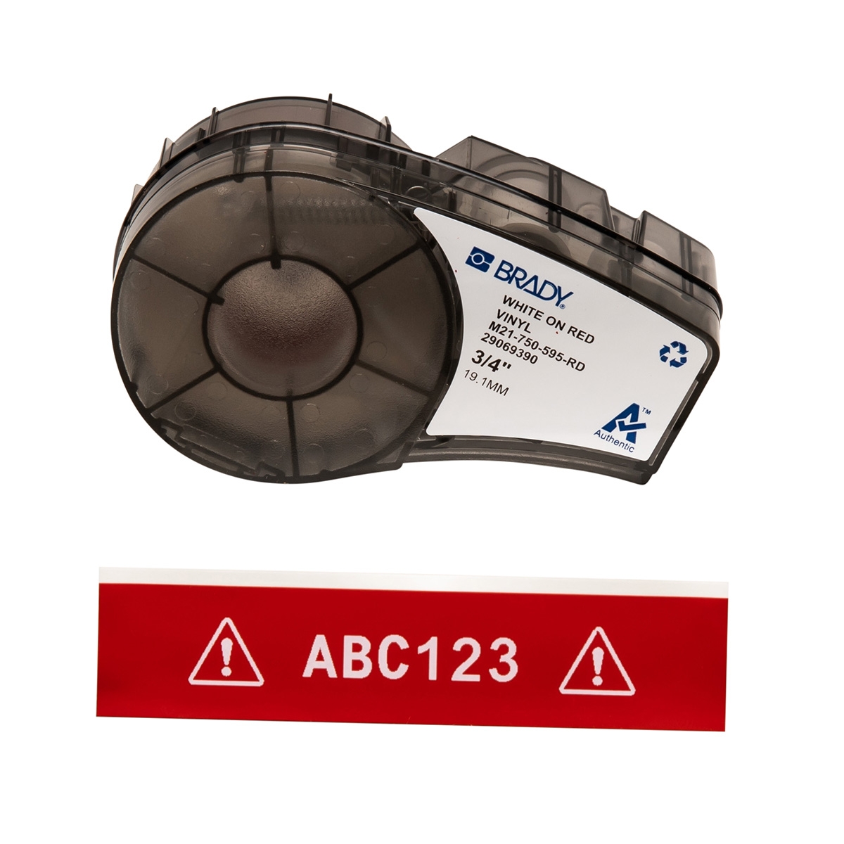 Этикетка M21-750-595-RD - M21-750-595-RD лента 19.05mm/6.4m винил, белый на красном
