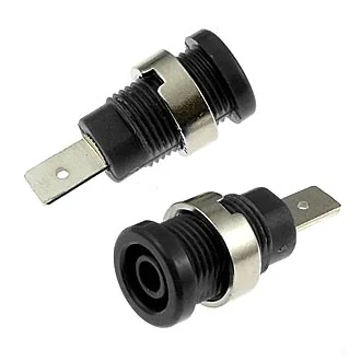 Z017 4MM BLACK - Гнездо Z017 4 мм черный, на панель под пайку