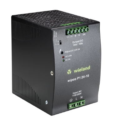 Блок питания WIPOS P1 24-10 - Источник питания, однофазный, 24 V / 10 A, 285 W; диапазон входных напряжений: 115/230 V AC, 210 – 375 V DC; габариты (мм): ширина x высота x глубина: 83.5 x 124.5 x 123.6; вес 1,3 кг; монтаж: на DIN рейку, температура окружа