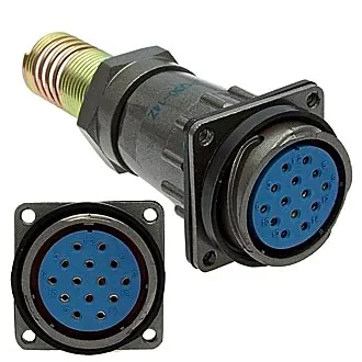 FQ30-14PIN ZPK-16 - Блочная розетка, 14 контактов, с патрубком и пружинным хвостовиком под кабель 16мм
