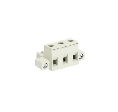 Розетка Wiecon 8413 B / 3 F - Розеточный разъем, угловой, на кабель, с монтажными фланцами, шаг 7,62 мм, 3 полюса, номинальное сечение: 2,5 мм кв., винтовая фиксация провода, 690V, 12А, с маркировкой, цвет: серый, серия 8413 F