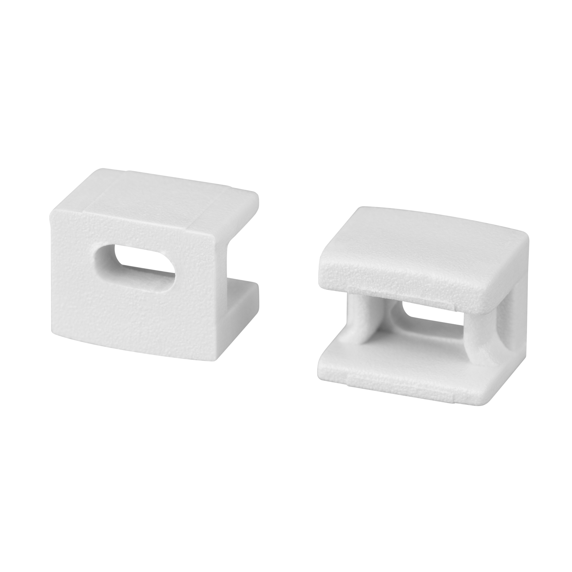 Заглушка PLINTUS-FANTOM-BENT WHITE с отверстием 043898 - Пара заглушек белого цвета с отверстием для профиля PLINTUS-FANTOM-BENT при использовании силиконового экрана. Материал пластик.  В комплекте 2 шт., цена за 1 комплект.