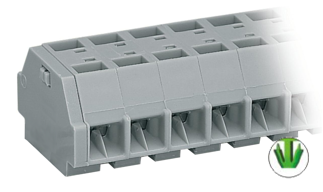 Клеммный блок 242257 - Клеммный блок, боковой подвод кабеля, 7 клеммы в сборке, по 4 точки подключения в клемме, тип фиксации провода: пружинный, номинальное сечение: 4 мм кв., 32A, 800V, цвет: серый, тип монтажа: защелки в панель