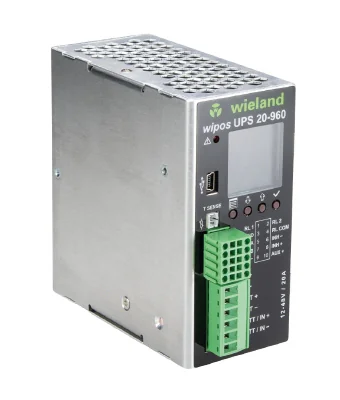 Блок питания WIPOS UPS 20-960 USV-DC - Источник бесперебойного питания (UPS), преобразователь DC-DC, номинальное входное напряжение: 12-24 V DC; подключение аккумулятора 10-60 V DC, номинальное выходное напряжение нагрузки 12-48 V DC, габариты (мм): ширин
