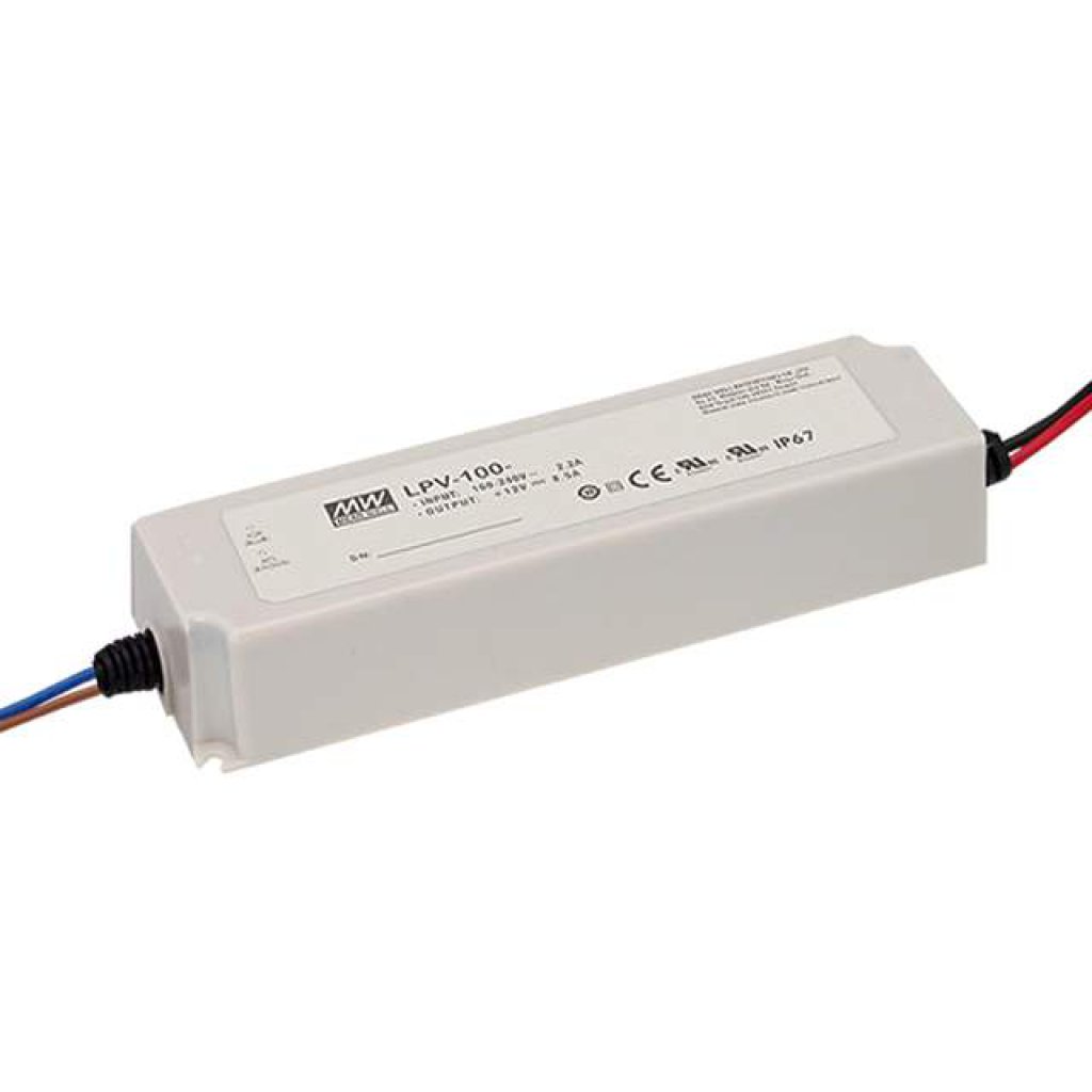 LPV-100-48 - AC-DC, 100.8Вт, IP67, вход 90…264В AC, 47…63Гц /120…370В DC выход 48В/2.1A, изоляция 3000В AC, в кожухе 190х52х37мм, -25…+70°С