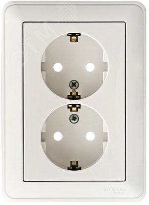 Розетка 2-м СП W59 16А IP20 с заземл. защ. шторки в сборе бел. SE RS16-255-18
