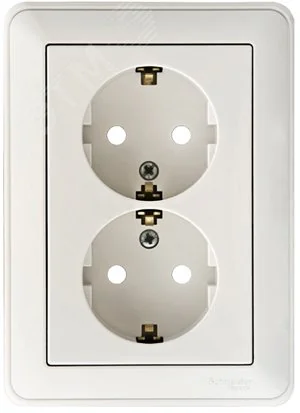 Розетка 2-м СП W59 16А IP20 с заземл. защ. шторки в сборе бел. SE RS16-255-18