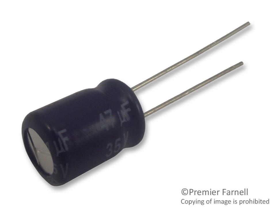 ECEA1VN470U - Конденсатор алюминиевый электролитический 47мкФ 35В 20% (8 X 11.5мм) радиальные выводы 3.5мм 120мА 2000час 85°С Россыпь