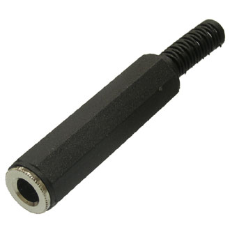 SZC-0106 / NP-312 STEREO 6.35 - Разъём аудио гнездо стерео 6.35 мм, на кабель, черный