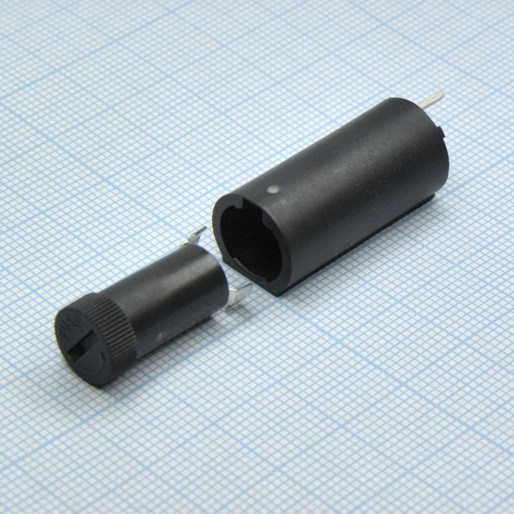 PTF/45 - Держатель предохранителя  5х20мм, закрытого типа, монтаж на плату вертикальный