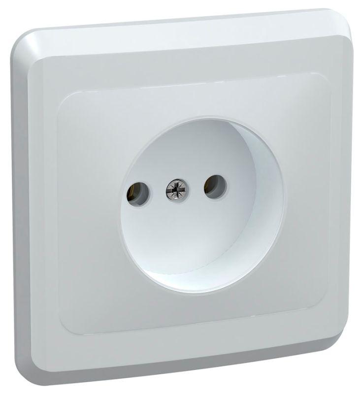 Розетка 1-м СП Вега РС10-2-ВБ 10А IP20 без заземл. без защ. шторок бел. ERV10-K01-10-DM