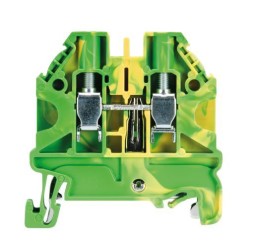 Клемма WT4 PE - Заземляющая клемма, тип фиксации провода: винтовой, номинальное сечение: 4 мм кв., 1000V, ширина: 6 мм, цвет: желто-зеленый, тип монтажа: DIN 35