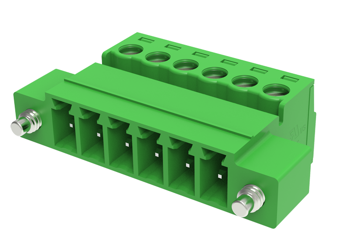 Вилочный разъем на кабель MC-PB3.81H20C-K-0001 - Вилочный разъем, прямой, на кабель, шаг: 3.81 мм, 20 полюсов, фиксация провода винтовая, исполнение: с монтажными фланцами, 160V, 8A, цвет: зеленый
