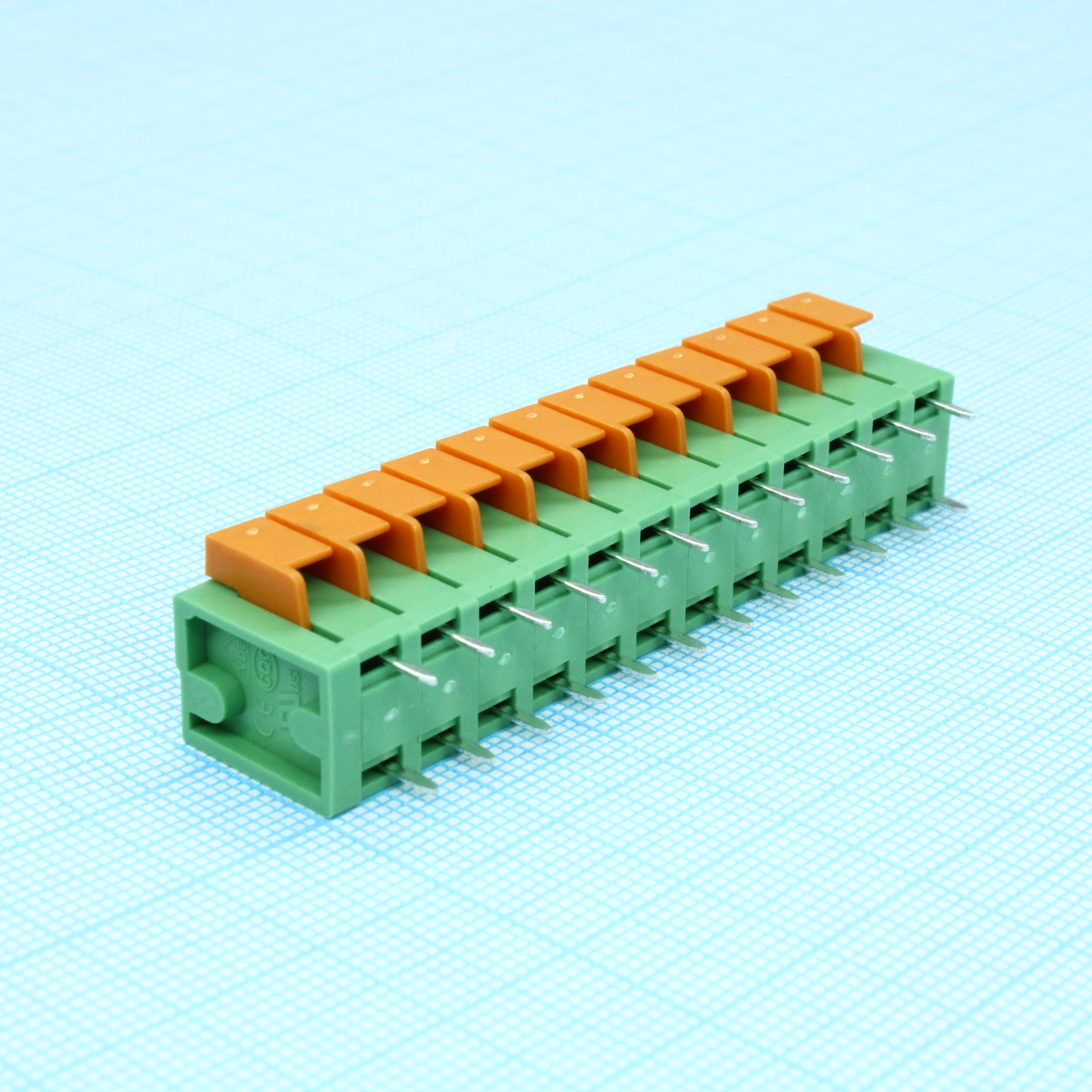 DG142V-5.08-12P-14-00A(H) - Нажимной безвинтовой клеммный блок 12 контактов. Зажим типа торцевой контакт. Серия DG142R-5.08